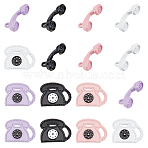 16Pcs 8 Style Spray Painted Alloy Pendants, Cadmium Free & Lead Free, Telephone Charms, 15x19x2.5mm, Hole: 4x1mm, 25x7.5x9.5mm, Hole: 2mm, Mixed Color, 2pcs/style(FIND-SC0001-90)