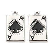 Alloy Enamel Pendants, Ace of Spades Charm, Platinum, 22x12.5x2.5mm, Hole: 1.8mm(FIND-G062-02P)