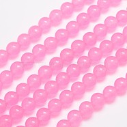 Natural & Dyed Malaysia Jade Bead Strands, Round, Hot Pink, 8mm, Hole: 1.0mm, about 48pcs/strand, 15 inch(X-G-A146-8mm-A08)