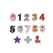 Alloy Enamel Beads, Number 0~9 and Star and Plus Sign and Ampersand &, Cadmium Free & Lead Free, Light Gold, Mixed Color, 13pcs/set(ENAM-R055-03-RS)