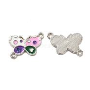 Alloy Enamel Connector Charms, Butterfly Links, Platinum, Colorful, 11x16.5x1mm, Hole: 1.5mm(PALLOY-F290-13P-01)