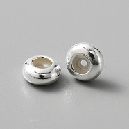 925 Sterling Silver Spacer Beads, with Silica Gel, Flat Round, Silver, 6.2x3mm, Hole: 1.2mm(STER-WH0008-06A-S)