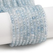 Natural Aquamarine Beads Strands, Faceted, Rondelle, 3x2mm, Hole: 0.5mm, about 189~191pcs/strand, 15.35''(39cm)(G-K376-B04-01)