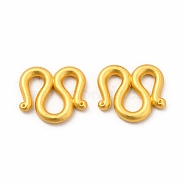 Rack Plating Alloy S-Hook Clasps, for Jewelry Making, Matte Gold Color, 10.5x12x1.5mm, Hole: 2x2.7mm and 3x4.1mm(PALLOY-A001-09MG)