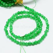Natural White Jade Bead Strands, Dyed, Faceted, Round, Green, 4mm, Hole: 1mm, about 88~89pcs/strand, 14.37~14.57 inch(36.5~37cm)(G-R344-4mm-01)