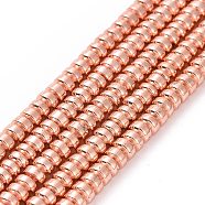 Electroplate Non-magnetic Synthetic Hematite Beads Strands, Grade AA, Long-Lasting Plated, Rondelle, Rose Gold Plated, 3x2mm, Hole: 0.8mm, about 223pcs/strand, 15.7 inch(40cm)(G-L485-04A-RG)