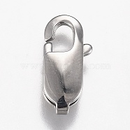 316 Surgical Stainless Steel Lobster Claw Clasps, Manual Polishing, Stainless Steel Color, 16x7.5x3.7mm, Hole: 1.5mm(STAS-Z013-02C)