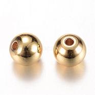 Brass Spacer Beads, Round, Golden, 5x4.5mm, Hole: 1.5mm(KK-S753-5mm-G)