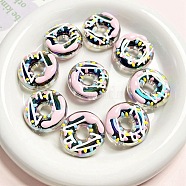 Transparent Plastic Beads, Donut, Pearl Pink, 30x12mm, Hole: 3mm(PW-WG79188-09)