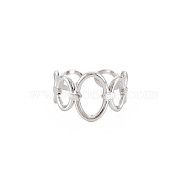 304 Stainless Steel Open Oval Wrap Cuff Ring for Women, Stainless Steel Color, US Size 8(18.1mm)(RJEW-S405-187P)