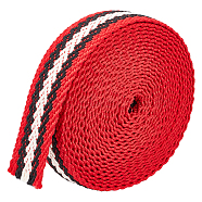 5 Yards Polycotton Striped Ribbon, for Garment Accessories, Red, 37.5~38mm(OCOR-WH0090-019A)