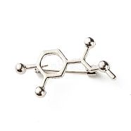Hollow Chemistry Molecular Structure Brooch, Chemical Formula Iron Alloy Lapel Pin for Nurse Teacher Student, Platinum, 20x40x10mm(JEWB-C012-09B)