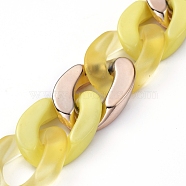 Handmade Acrylic Curb Chains, with CCB Plastic Linking Rings, Oval, for Jewelry Making, Rose Gold, Yellow, Link: 30x21x6mm, 39.37 inch(1m)/strand(AJEW-JB00628-02)