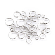 Iron Split Rings, Double Loops Jump Rings, Platinum, 4~10x1.4mm, Inner Diameter: 3.3~8.6mm, about 5316pcs/500g(IFIN-JQ0001-03P)