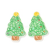Christmas Theme 3D Printed Resin Pendants, DIY Earring Accessories, Christmas Tree, PaleGreen, Christmas Tree Pattern, 39.5x27.5x2.5mm, Hole: 1.6mm(RESI-I036-05)