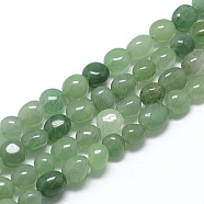 Natural Green Aventurine Beads Strands, Oval, 8~15x7~12x4~12mm, Hole: 1mm, about 30~45pcs/strand, 15.7 inch(X-G-R445-8x10-22)
