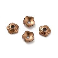 Ion Plating(IP) 304 Stainless Steel Bead Caps, Flower, 5-Petal, Coffee Golden, 4x4x1mm, Hole: 1mm(STAS-N0005-01CG)