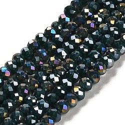 Electroplate Glass Beads Strands, AB Color, Faceted, Rondelle, Dark Green, 3.5x2.5~3mmmm, Hole: 1mm, about 139pcs/strand, 14 inch(GLAA-F001-3x2mm-20AB)
