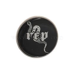 REP Snake Alloy Enamel Brooch, Flat Round Enamel Pins, Black, 30mm(PW-WGC9CB5-01)