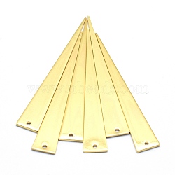 Brass Pendants, Lead Free & Cadmium Free & Nickel Free, Triangle, Real 18K Gold Plated, 51x8x1mm, Hole: 1mm(KK-P155-24G-NR)