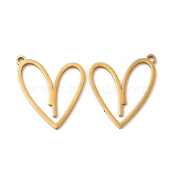 Ion Plating(IP) 304 Stainless Steel Pendants, Heart Charm, Real 18K Gold Plated, 27x24x1.5mm, Hole: 2mm(X-STAS-A070-28G)