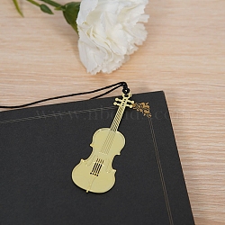 Brass Bookmarks with Tassel, Musical Note Bookmark for Music Lover, Golden, Violin, Packing: 116x56mm(PW-WG83482-03)