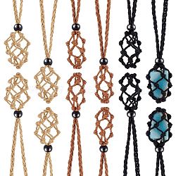 Braided Waxed Cotton Thread Cords Macrame Pouch Necklace Making, Adjustable Glass Beads Interchangeable Stone Necklace, Mixed Color, 30 inch(76cm), 3 colors, 4pcs/color, 12pcs/set(AJEW-SW00021)