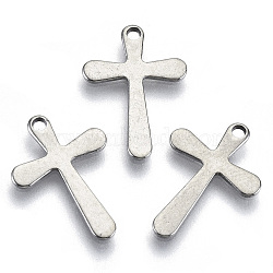 201 Stainless Steel Pendants, Laser Cut, Cross, Stainless Steel Color, 17x12x0.8mm, Hole: 1.4mm(STAS-R116-084)