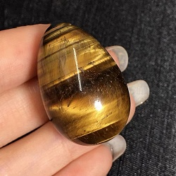 Natural Tiger Eye Egg Shaped Palm Stone, Easter Egg Crystal Healing Reiki Stone, Massage Tools, 30x20mm(PW23051699514)