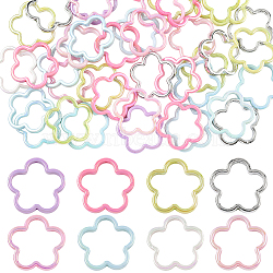 40Pcs UV Plating Acrylic Beads Frame, Iridescent, AB Color, Flower, 42.5x41x4.5mm, Hole: 2mm(MACR-SP0001-91)