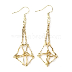 304 Stainless Steel Macrame Pouch Empty Stone Holder Dangle Earring Findings, Golden, 70.5x16mm(EJEW-JE05811-01)