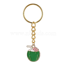 Alloy Enamel Pendant Keychain, with Iron Split Key Rings, Coconut, 7.3cm(KEYC-JKC00622-04)