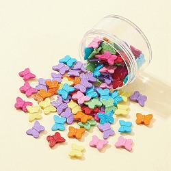 100Pcs Opaque Acrylic Beads, Butterfly, Mixed Color, 14.5x11x4mm, Hole: 1.5mm(MACR-FS0001-57)