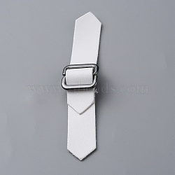 PU Leather Buckles, Tab Closures, Cloak Clasp Fasteners, with Zinc Alloy Findings, White, 73~107x14.5x8mm(FIND-WH0129-60A)