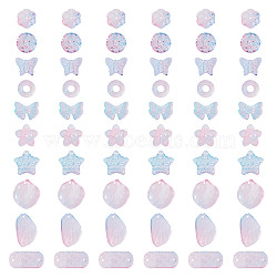 125G Gradient Color Transparent Glass Beads, Mixed Shapes, Sky Blue, 8~23x8~20x3.5~8mm, Hole: 1~1.4mm(GLAA-TA0003-58A)