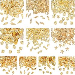 Ocean Style Theme Alloy Cabochons, Nail Art Decoration Accessories, Mixed Shape, Golden, 74x72x17mm, 1000pcs/box(MRMJ-OC0001-10G)