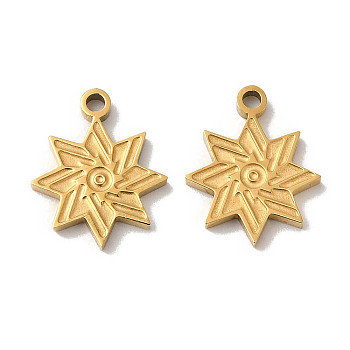 Manual Polishing 304 Stainless Steel Charms, Star Charm, Real 18K Gold Plated, 13x11.5x1.5mm, Hole: 1.5mm