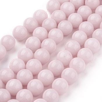 Natural Mashan Jade Beads Strands, Dyed, Round, Pink, 10mm, Hole: 1.2mm, about 42pcs/strand, 16 inch