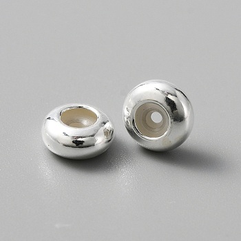 925 Sterling Silver Spacer Beads, with Silica Gel, Flat Round, Silver, 6.2x3mm, Hole: 1.2mm