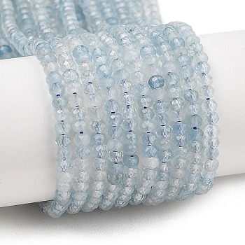 Natural Aquamarine Beads Strands, Faceted, Rondelle, 3x2mm, Hole: 0.5mm, about 189~191pcs/strand, 15.35''(39cm)