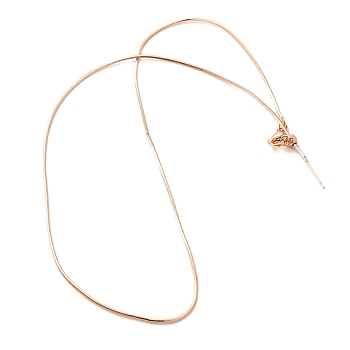 1mm Rack Plating Brass Round Snake Chain Adjustable Slider Necklaces for Women Men, Cadmium Free & Lead Free, 901 Stainless Steel Clasp, Long-Lasting Plated, Rose Gold, 18.19 inch(46.2cm)