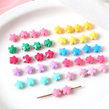 Opaque Acrylic Beads, Flower, Mixed Color, 11.4x11.8x7.7mm, Hole: 3mm, about 980pcs/500g