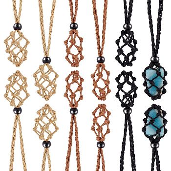 Braided Waxed Cotton Thread Cords Macrame Pouch Necklace Making, Adjustable Glass Beads Interchangeable Stone Necklace, Mixed Color, 30 inch(76cm), 3 colors, 4pcs/color, 12pcs/set