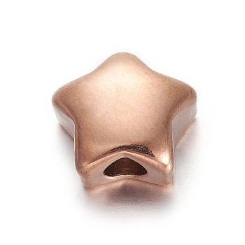 304 Stainless Steel Beads, Star, Rose Gold, 11.5x11.5x5.8mm, Hole: 3mm