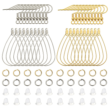 DIY Wire Wrap Earring Making Kit, Including 304 Stainless Steel Earring Hooks & Teardrop Pendants & Jump Rings, Golden & Stainless Steel Color, 60Pcs/box