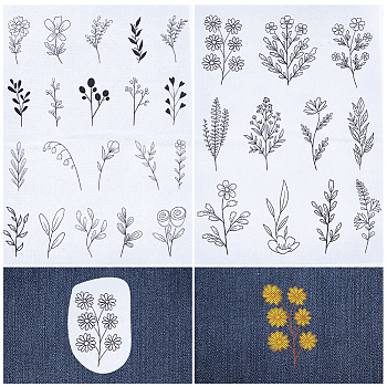 Bohemia Style Water Soluble Fabric, Wash Away Embroidery Stabilizer, Flower, 300x212x0.1mm, 2 sheets/bag