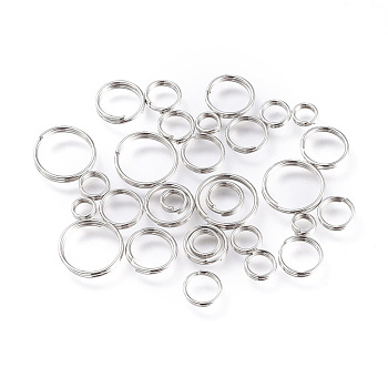 Iron Split Rings, Double Loops Jump Rings, Platinum, 4~10x1.4mm, Inner Diameter: 3.3~8.6mm, about 5316pcs/500g