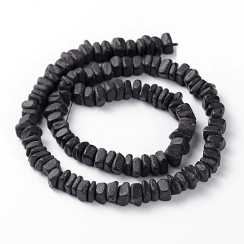 Natural Coconut Nugget Bead Strands, Black, 6~9x2~6.5mm, Hole: 1mm, about 102pcs/strand, 16.9 inch