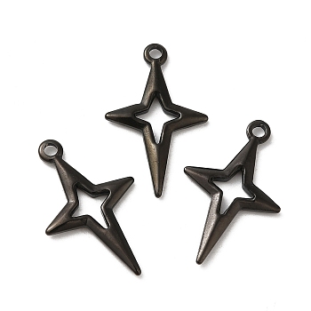 Ion Plating(IP) 304 Stainless Steel Pendants, Star Charm, Black, 27.5x17x2.5mm, Hole: 2mm