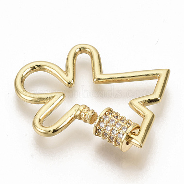 Brass Micro Pave Clear Cubic Zirconia Screw Carabiner Lock Charms(ZIRC-S066-001)-2